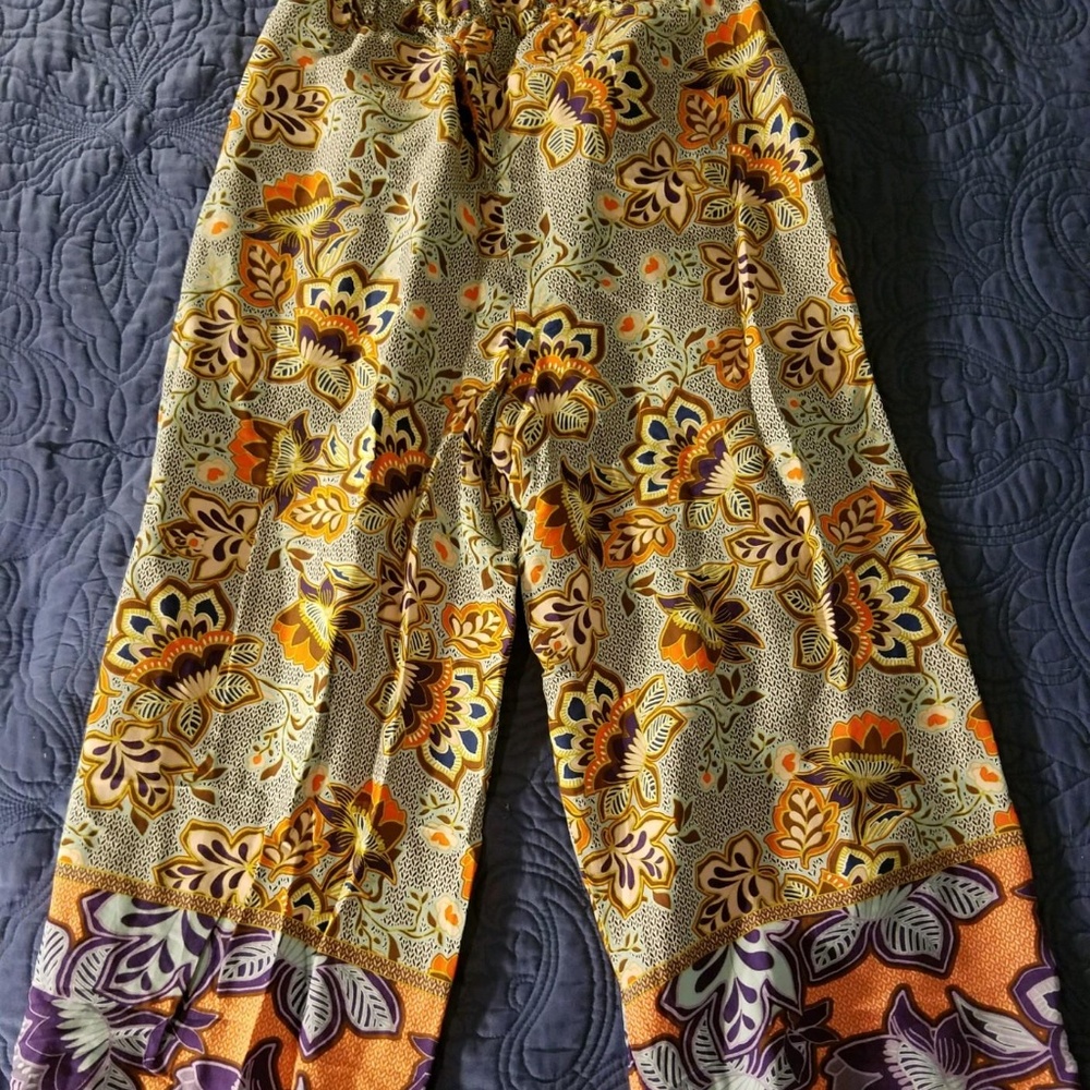 Ann Taylor Tie-Waist Floral Wide-Leg Pant, LP